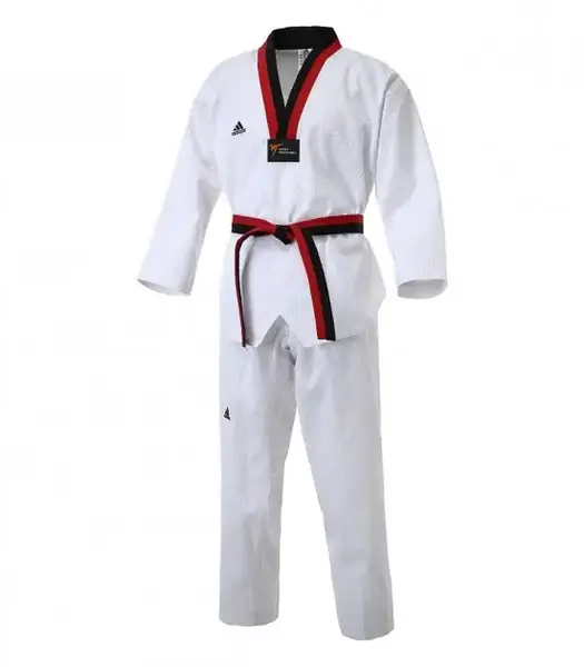 Добок для Тхеквондо ADI-CLUB з ліцензією WT із червоно-чорним коміром 150 | білий | ADIDAS ADITCB01WT купити