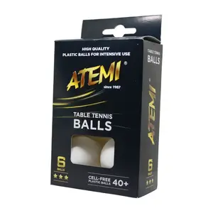 Мячики н/т Atemi 3* 6шт 40+ пластик белый купить