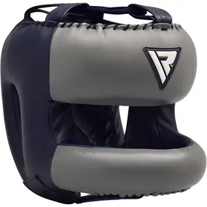 Боксерський шолом із бампером RDX Leather Pro Blue L | Обхват голови 56-58 см купити