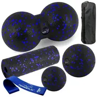 Набор для массажа и йоги PowerPlay PP_4093 EPP (3 мячика+валик массажер 15*5,3см.) Blue+резинка 7,5кг. купить