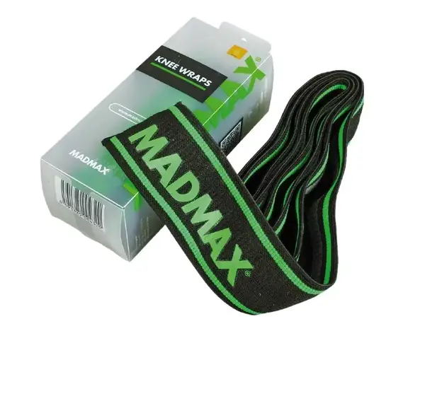 Бинти на коліна MadMax MFA-299 Non slide & slip knee wraps 2.0m Black/Green купити