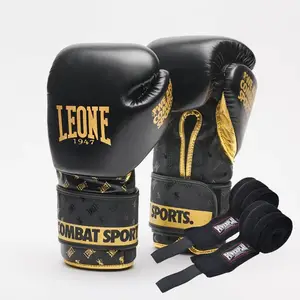 Боксерські рукавиці Leone GN220 DNA Black 12 унцій (бинти 4 м. в комплекті) купити