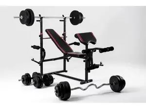 Скамейка для жима с верхней тягой и тренажерами + штанга 75 кг RN-Sport купить