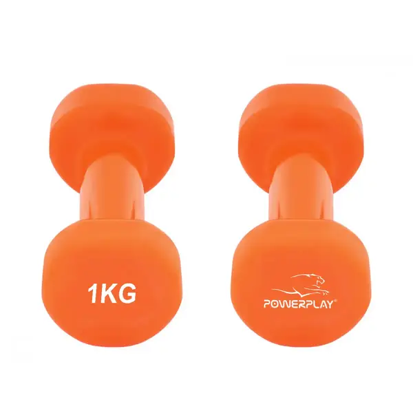 Гантели виниловые PowerPlay 4125 Achilles 2*1 кг. Оранжевые (пара - 2шт.) + Резинка для фитнеса 7,5кг купить недорого в Украине, фото 6