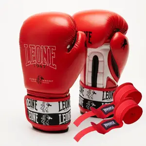 Боксерські рукавиці Leone GN208 ICONIC Red 10 унцій (бинти 4 м. в комплекті) купити