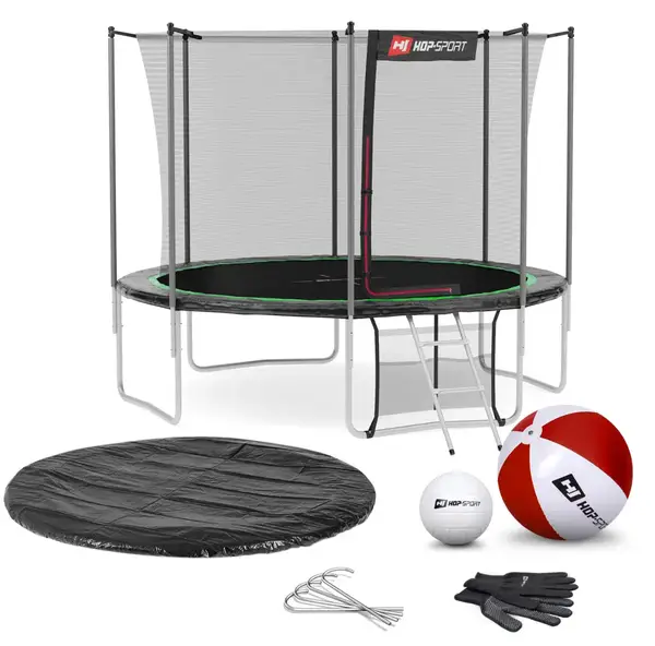 Батут Hop-Sport 10ft (305см) чорно-зелений з внутрішньою сіткою (4 ноги) купити