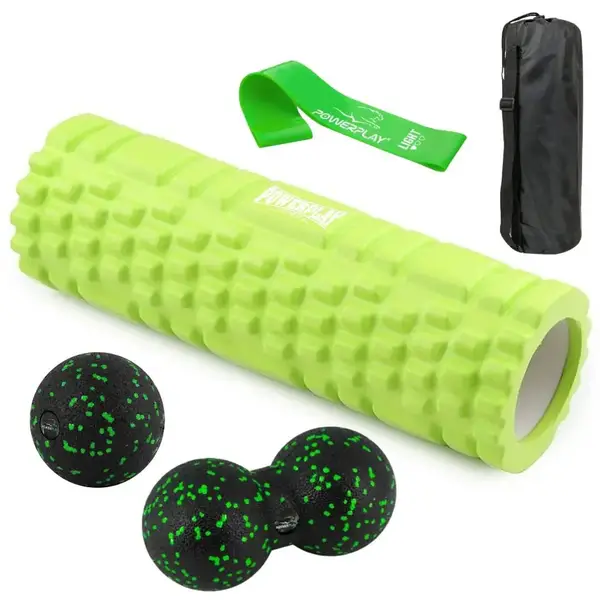 Набор для массажа и йоги PowerPlay PP_4097 (Ролик 30*10 + 2-я мячи) Green + резинка 5.5 кг. купить