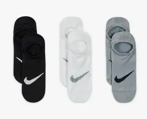 Шкарпетки Nike U NK EVERYDAY PLUS LTWT FOOTIE 3PPK чорний, білий, сірий Жін 34-38 купити