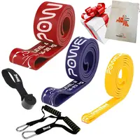 Эспандер-петля (резиновые петли) PowerPlay PP_0022 набор 3шт. сопротивление 5-39кг. (суммарно 76кг.) + ручки и якорь купить