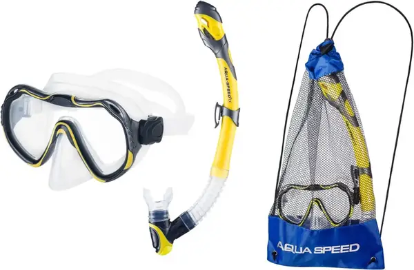 Набор маска и трубка Aqua Speed JAVA + ELBA 8206 желтый OSFM купить недорого в Украине, фото 2