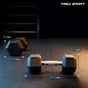 Гантеля шестигранна прогумована TX-025RD Trex Sport 2,5 кг | Чорний купити