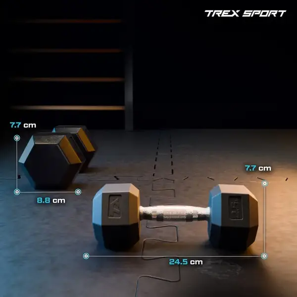 Гантеля шестигранна прогумована TX-025RD Trex Sport 2,5 кг | Чорний купити недорого в Україні, фото 2