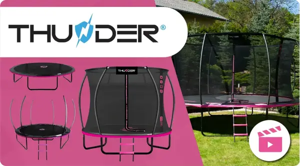 Батут THUNDER INSIDE ULTRA с внутренней сеткой 8 футов 244 см черно-розовый купить недорого в Украине, фото 5