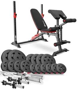 Набор Hop-Sport Premium 75кг со скамьей HS-1095, штангами и гантелями. купить