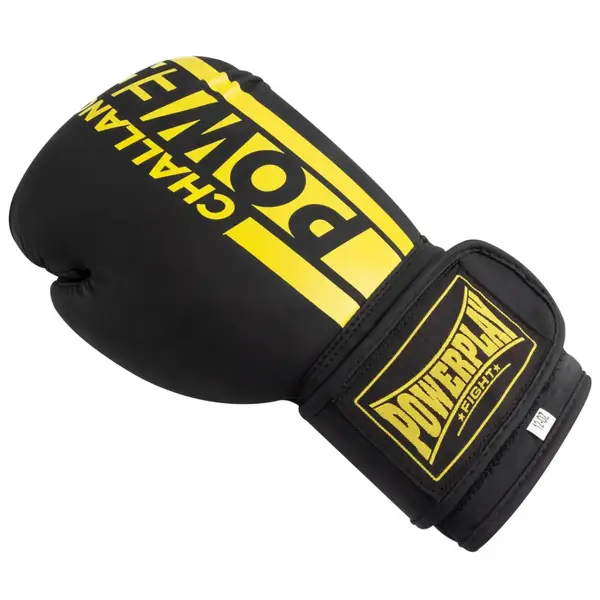 Боксерские перчатки PowerPlay 3086 Matt Challenger Черно-Желтые 14 унций купить недорого в Украине, фото 4