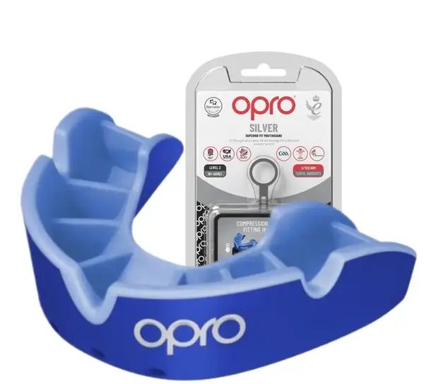 Капа OPRO Silver взрослая (возраст 11+) Dark Blue/Blue (art.102502002) купить