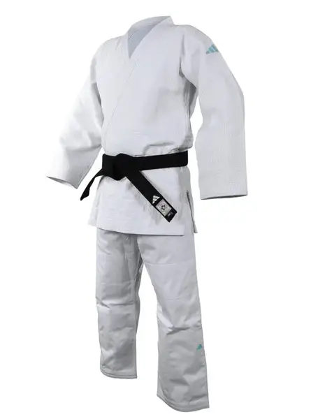 Кимоно для дзюдо Champion III Olympic Slim Fit с лицензией IJF белый/голубой логотип ADIDAS J-IJF3-L купить