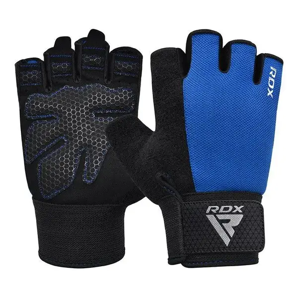 Перчатки для фитнеса RDX W1 HALF BLUE PLUS-S купить
