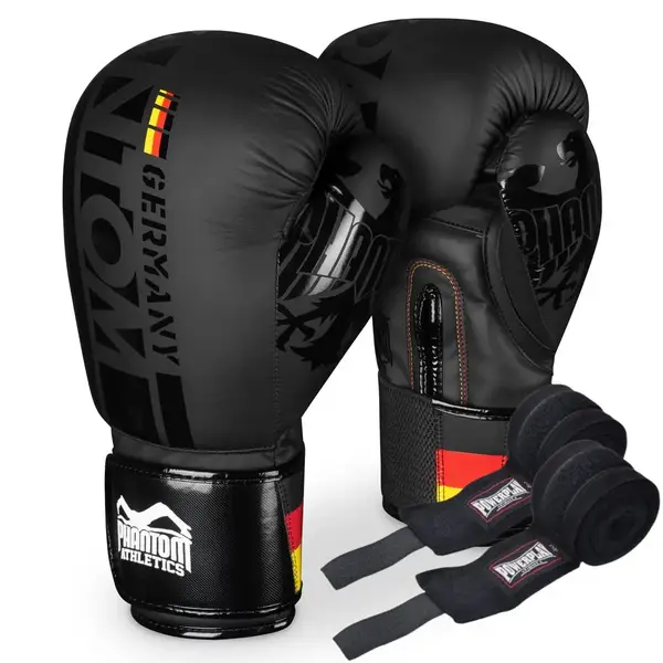 Боксерські рукавиці Phantom Germany Black 14 унцій (Бинти 4м. в подарунок) купити недорого в Україні, фото 10