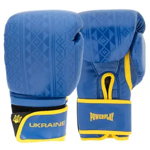 Боксерские перчатки PowerPlay 3021 Ukraine Сине-желтые 12 унций купить