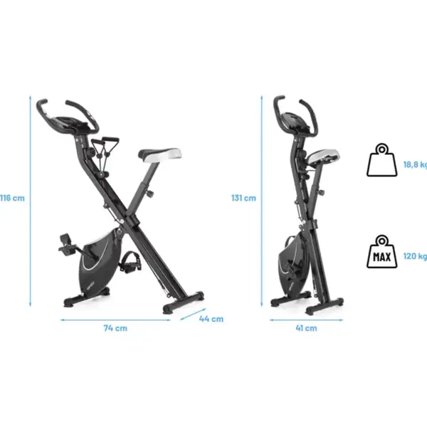 Велотренажер Gymtek FX600 магнитный складной с эспандерами серебряный купить недорого в Украине, фото 9
