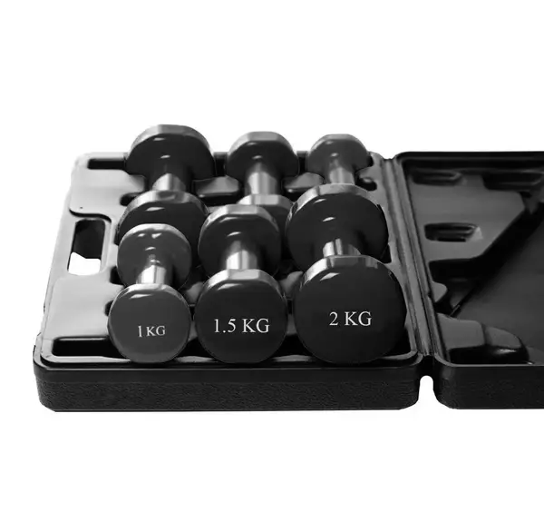 Набір гантелей в кейсі 9 кг. PowerPlay 4121 Fitness Dumbells (2шт.*1кг. 2шт.*1,5кг. 2шт.*2кг.) купити недорого в Україні, фото 3