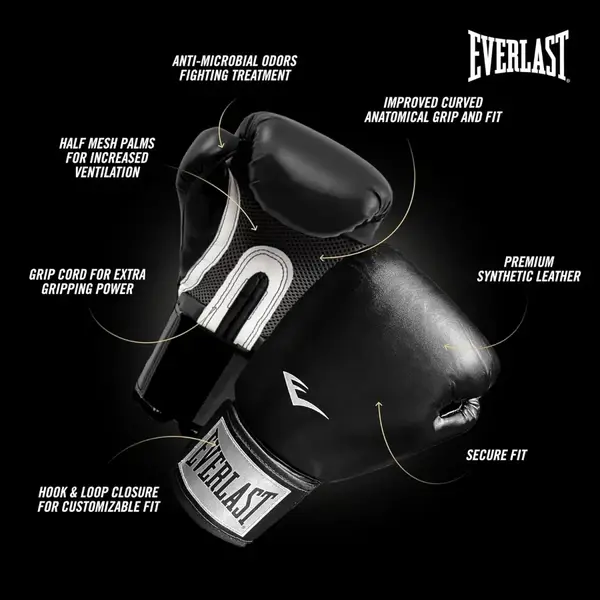 Боксерські рукавиці Everlast PROSTYLE 2 BOXING GLOVE чорний Уні 16 унцій купити недорого в Україні, фото 4