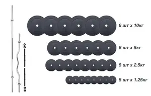 Идеальный вариант для дома! 4 грифа + 120 кг дисков + перчатки купить