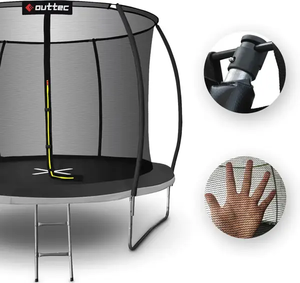 Батут OUTTEC Pumpkin с внутренней сеткой 8 футов 252 см черно-серый купить недорого в Украине, фото 4