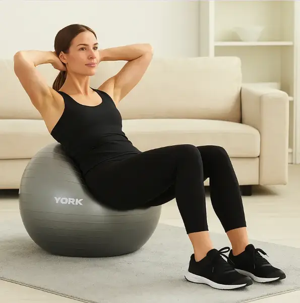 Фітбол York Fitness 75см сірий + насос купити недорого в Україні, фото 6