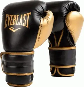Боксерські рукавиці EVERLAST POWERLOCK 2R TRAINING GLOVE чорний, золотий Уні 16 унцій купити