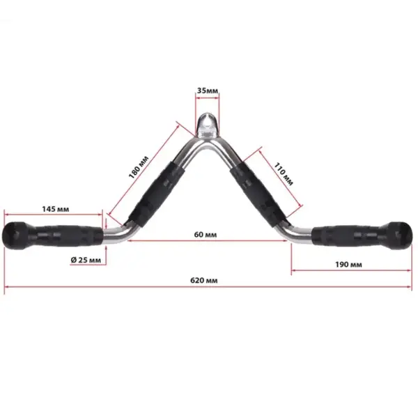 Ручка для тяги York Fitness V-образная многофункциональная с резиновыми рукоятками, хром. купить недорого в Украине, фото 12