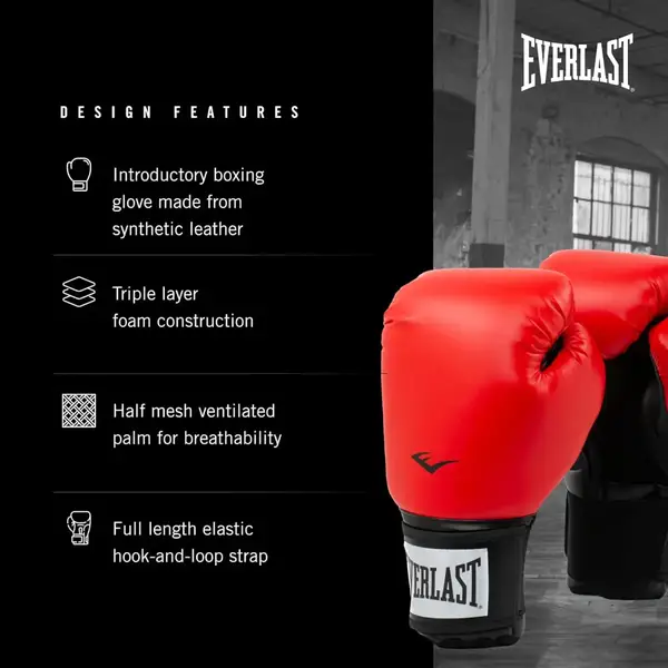 Боксерські рукавиці Everlast PROSTYLE 2 BOXING GLOVE червоний Уні 8 унцій купити недорого в Україні, фото 3