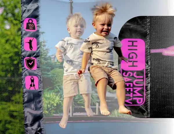 Батут THUNDER INSIDE ULTRA с внутренней сеткой 14 футов 427 см черно-розовый купить недорого в Украине, фото 4