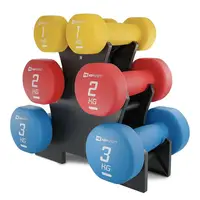 Набор круглых фитнес гантелей HS-V120DRS с подставкой 12 кг разноцветные. купить