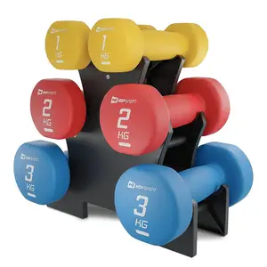 Набор круглых фитнес гантелей HS-V120DRS с подставкой 12 кг разноцветные. купить