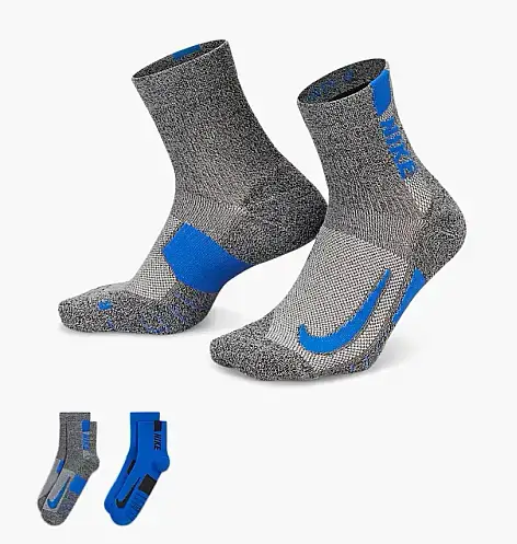 Носки Nike U NK MLTPLIER ANKLE 2PR - 144 серый, синий Уни 38-42 купить