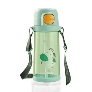 Бутылка для воды CASNO 690 мл KXN-1219 Зеленая (Зебра) с соломинкой TRITAN купить