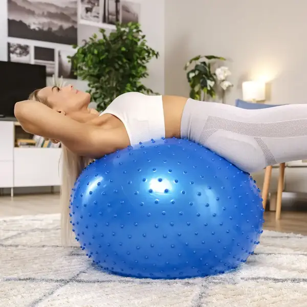 Фитбол массажный Hop-Sport 65см голубой + насос купить недорого в Украине, фото 7