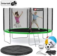 Батут Hop-Sport 12ft (366см) зеленый с наружной сеткой. купить