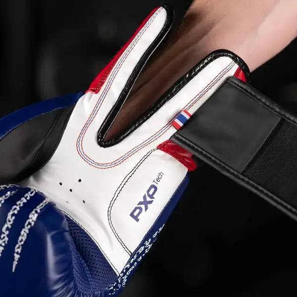 Боксерські рукавиці Phantom Muay Thai Blue 16 унцій (бинти в подарунок) купити недорого в Україні, фото 7