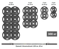 Профессиональная штанга RN-Sport с металлическими дисками в порошковой покраске 300 кг. купить