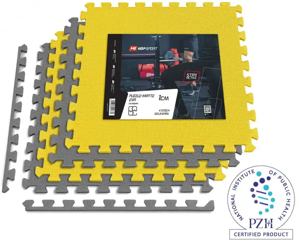 Мат-пазл Hop-Sport EVA 1см HS-A010PM - 4 части желто-серый купить недорого в Украине, фото 5