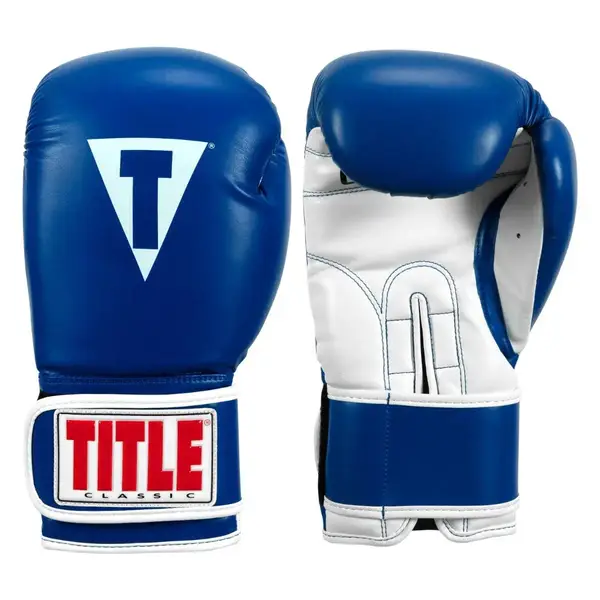 Боксерские перчатки TITLE Classic Pro Style 3.0 Blue/White 14 oz (капа в комплекте) купить недорого в Украине, фото 2