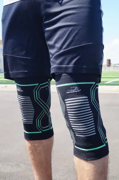 Наколінники PowerPlay 4099 Knee Support Чорно/Зелені L/XL (пара) купити недорого в Україні, фото 3