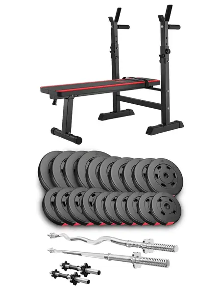 Набір Hop-Sport Premium 105 кг з лавою HS-1080, штангами та гантелями. купити недорого в Україні, фото 2