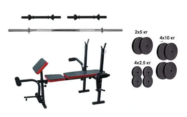 Скамейка с тренажерами + набор силовой на 70 кг. Rn-Sport купить
