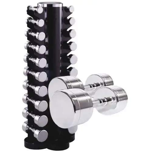 Гантельний ряд 1-10 кг хром D-04 зі стійкою Generation Fitness DR-18 купити