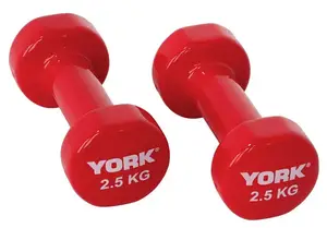 Гантелі для фітнесу вінілові круглі York Fitness 2х2,5кг червоний купити