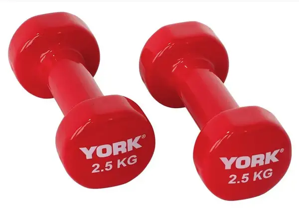 Гантелі для фітнесу вінілові круглі York Fitness 2х2,5кг червоний купити